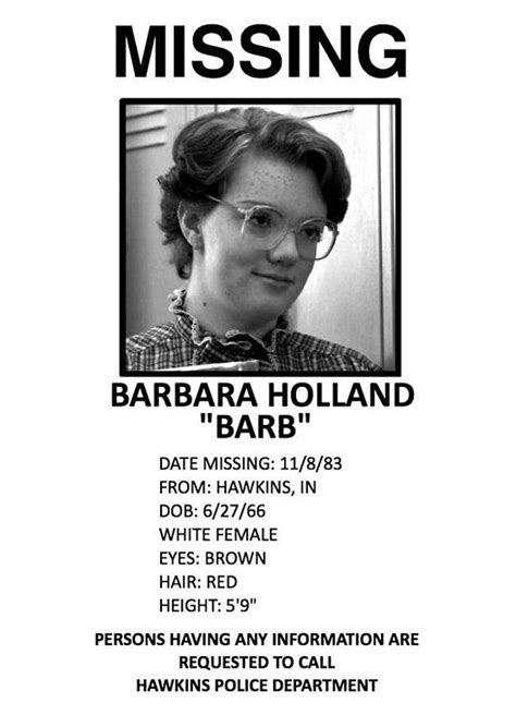 Stranger Things Barb Missing Poster Printable Web Poster For Stranger