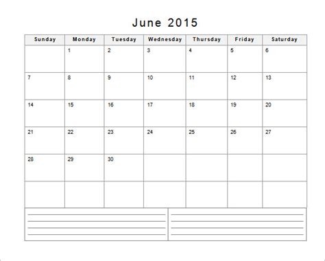 Printable Microsoft Calendar Template