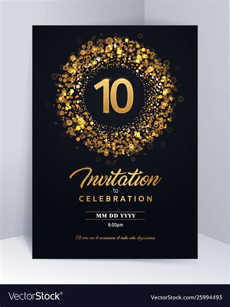 Just drag and drop a background from the design to your template. 10 years anniversary invitation card template Vector Image