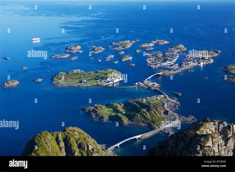 Scenic Town Of Henningsvaer On Lofoten Islands In Norway With Large