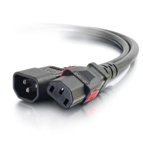 1ft 03m Locking C14 To C13 10a 250v Power Cord Black Taa Compliant