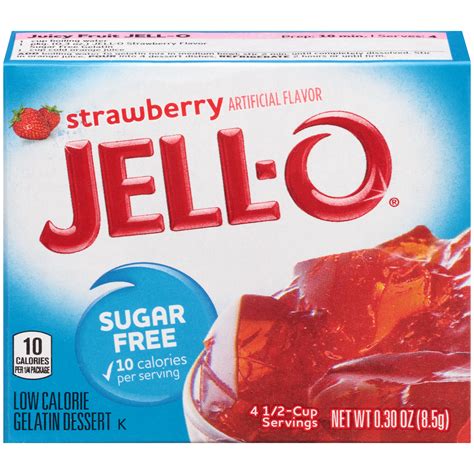Enjoy the taste of strawberry shortcake without all the calories. Jell-O Sugar Free Strawberry Low Calorie Gelatin Dessert 0 ...