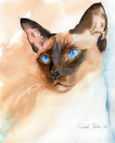 Love All Our Pets Watercolor Cat Cat Painting Siamese Cat Art