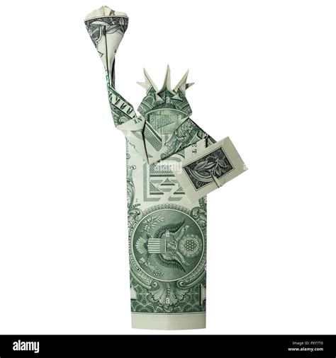Money Origami Statue Of Liberty Folded With Real One Dollar Bill