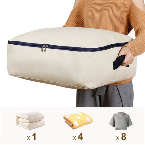 Lifewit Cotton Canvas Foldable Under Bed Storage Bags For Comforters