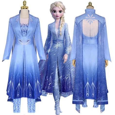 2020 Hot Snow Queen Anna Elsa Princess Cosplay Costume Frozen 2 Fancy
