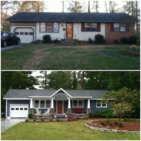 Make Over Update 1950 Brick Ranch Exterior Renovation Before And After