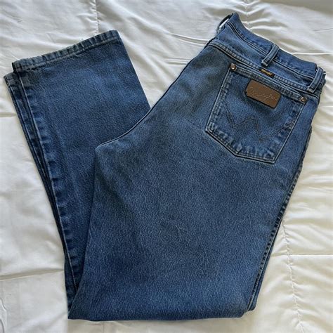 Vintage Blue Wrangler Jeans Size 40x32 In Perfect Depop