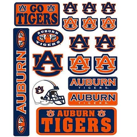 Auburn University Tigers Logo Variety Ncaa Licensed Vinyl Sticker Sheet