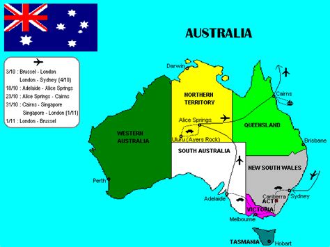 Alle teksten, en dat zijn er heel veel, staan duidelijk op de kaart. Reisfoto's Koen Van Coillie - Kaart Australië 1998
