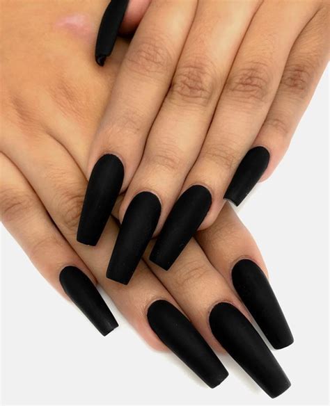 80 Matte Black Coffin And Almond Nails Design Ideas To Try Fashionsum