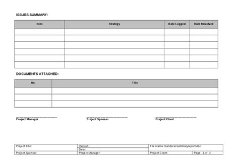 Report template pages the understandings are used to portray the desires for the venture. 7+ Handover Report Templates - Word Excel Samples