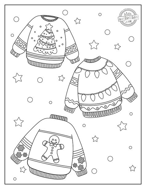 Ugly Christmas Sweater Coloring Pages Kids Activities Blog