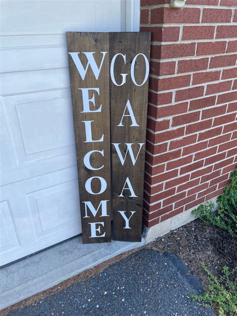 Go Away Porch Board Reversible Welcomego Away Welcome Sign Etsy