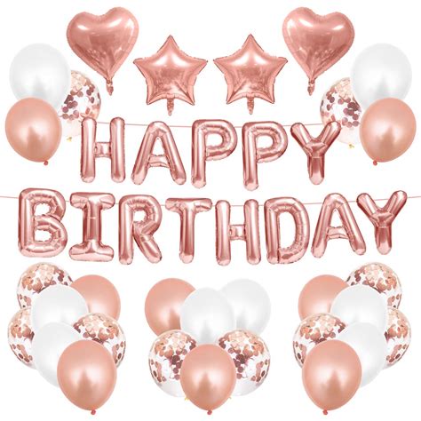 Buy Okany Rose Gold Birthday Decorations Happy Birthday Balloons For Girls Women Happy Birthday