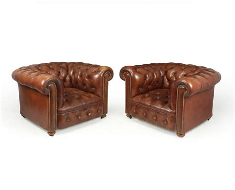 Vintage Leather Chesterfield Club Chairs 1960s 166791