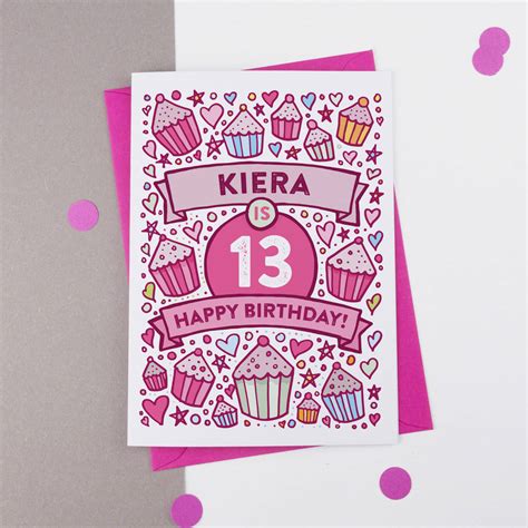 13th Birthday Card Cupcake Personalised By A Is For Alphabet