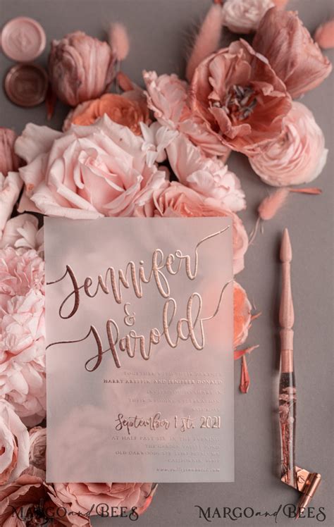 Luxury Rose Gold Wedding Invitations Glamour Pink Glitter Wedding