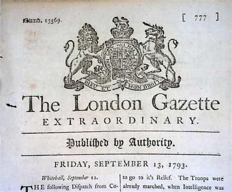 Antique Newspaper Uk 1793 The London Gazette 18th Century Book People