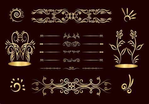 Premium Vector Golden Dividers Set Ornamental Decorative Elements