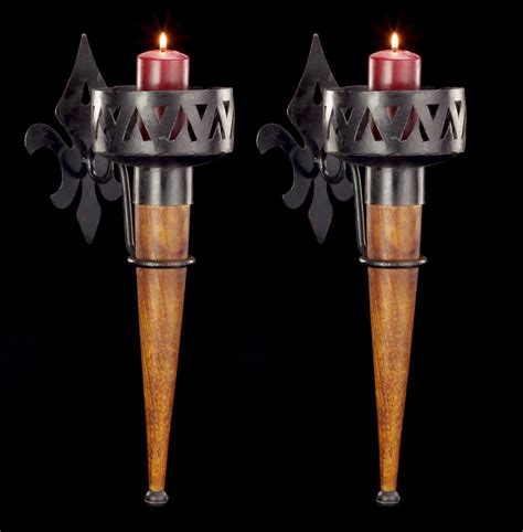Mittelalterliche Wandfackeln Mit Holzgriff 2er Set Kerzenhalter Wand