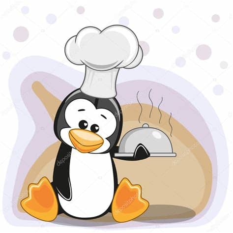 �qui�n nos iba a decir que los ping�inos tambi�n iban a tener sus propios restaurantes? Cocinero lindo pingüino — Vector de stock © Reginast777 ...