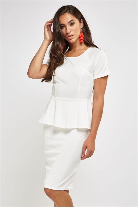 Short Sleeve Peplum White Dress Just 6