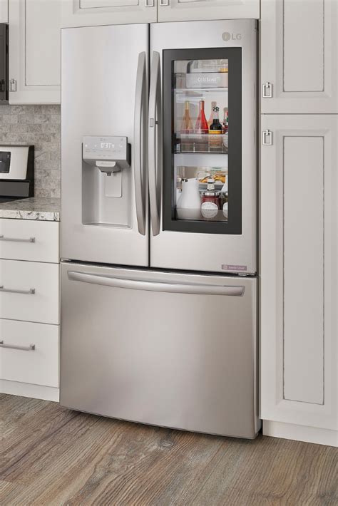 lg instaview smart wi fi enabled 26 cu ft french door refrigerator with dual ice maker and door