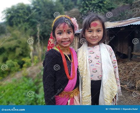 Nepali Girls In Traditional Costume Editorial Photo 125621849