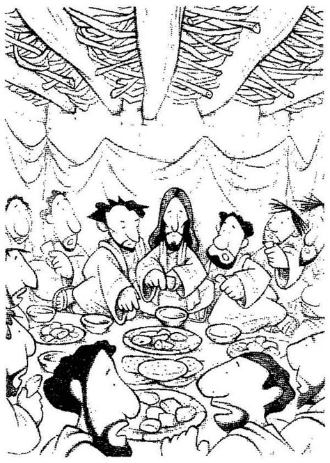 Cartoon Depiction Of The Last Supper Coloring Page Kids Play Color