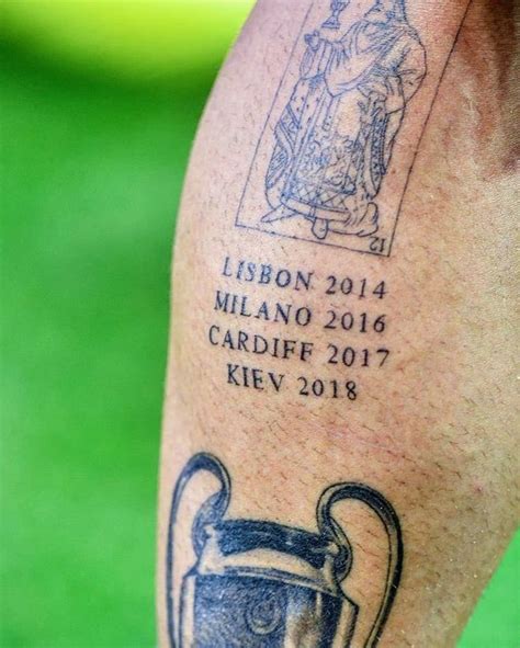 Sergio Ramos New Tattoo With The Cities And Dates He Won The Champions