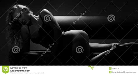 Silhouette Woman Black And White Royalty Free Stock Photo