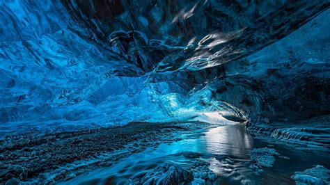 Download 2560x1440 Cave Ice Water Winter Wallpapers For