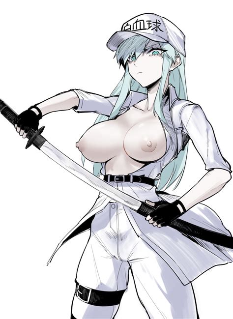 Rule 34 Absurd Res Belt Big Breasts Blue Eyes Blue Hair Breasts Breasts Out Cap Cells At Work