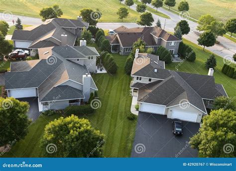 Aerial View Houses Homes Subdivision Neighborhood Stock Photo