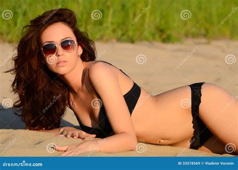 the beautiful woman in underwear on a beach stock image image of health bikini 33578569