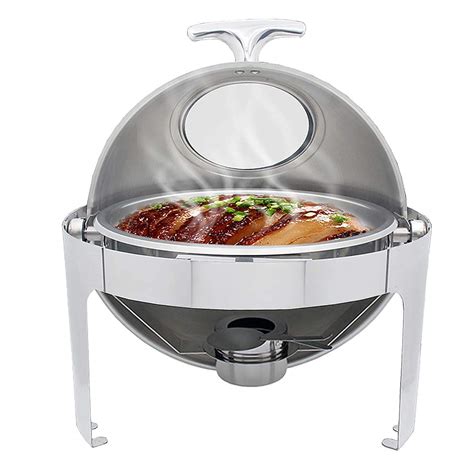 Buy Chafing Dish With Visible Window Stainless Steel Roll Top Round