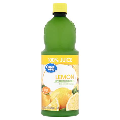 Great Value Lemon 100 Juice 32 Fl Oz