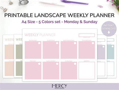 A4 Printable Weekly Planner Etsy