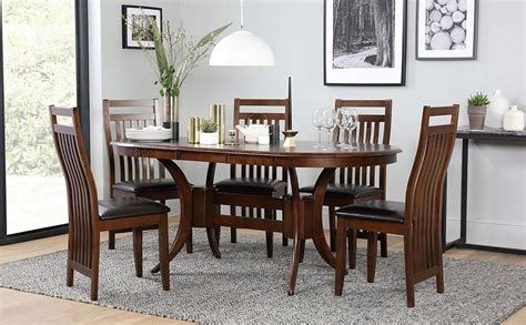 Heritage avallon provincial dining table with 1 leaf and 8 chairs. Townhouse Oval Dark Wood Extending Dining Table with 6 ...