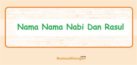 Nama Nama Nabi Dalam Bahasa Arab Monday Daily