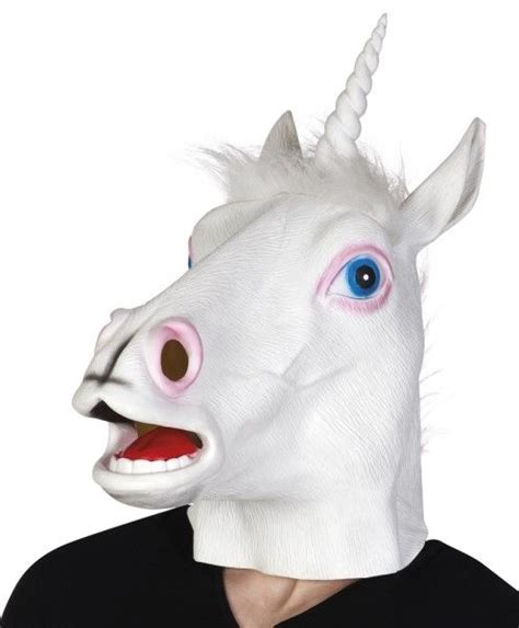 White And Pink Latex Unicorn Head Accessory Mask Bo00145