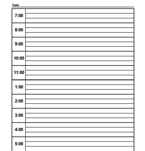 Printable Blank Daily Schedule Template 6 Templates Example Daily