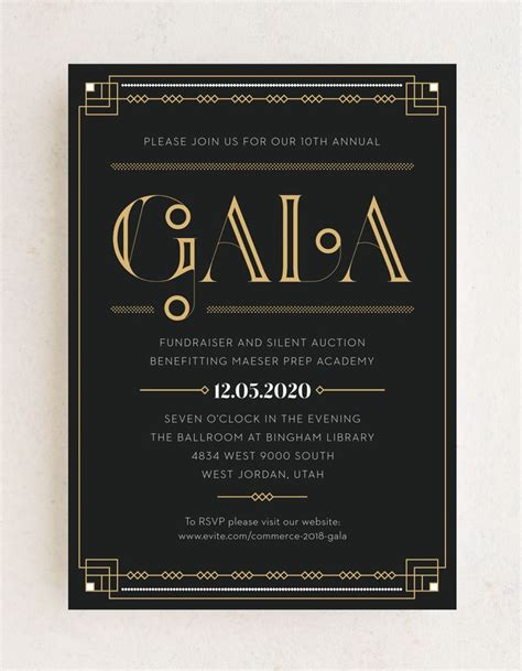 Thirties Sophistication Gala Invitation Gala Invitation Gatsby Invitations Gala