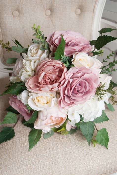 Natural Dusky Pink Wedding Bouquet Silk Wedding Flowers Etsy