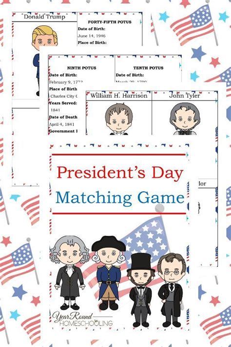 Presidents Day Matching Game Homeschool History Presidents Day