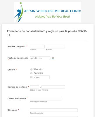 Formulario De Consentimiento Y Registro Para La Prueba COVID 19