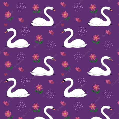Free Vector Beautiful Elegant Swan Pattern