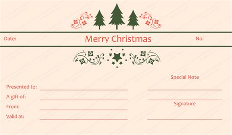 Check below for certificate design examples in each theme. Triple Tree Christmas Gift Certificate Template