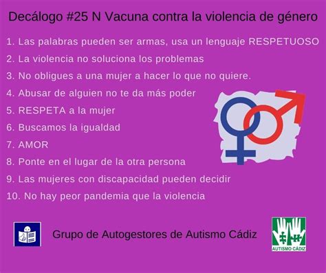 Decálogo 25n Vacuna Contra La Violencia De Género Asociación Autismo